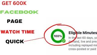 GET 600K FACEBOOK PAGE WATCH TIME MINUTES  QUICK