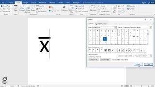 How to type X-BAR in word