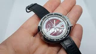 Vintage Chronograph Leonidas HEUER watch Jacky ICKX Easy-Rider Steel Leather Hand-Winding Mens Watch