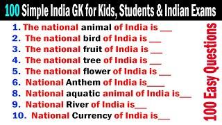 100 Important Simple India GK Quiz General Knowledge GK Questions Answers  INDIA GK | ENGLISH GK -35