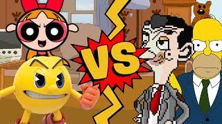 M.U.G.E.N. Battles | Pac-Man/Blossom vs Mr. Bean/Homer Simpson