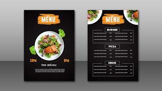 simple restaurant menu design In Illustrator #foodmenu