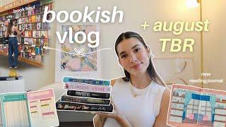 bookish vlog & August TBR | book shopping/barnes haul, monthly tbr, reading journal flip through