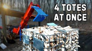 #456 SPLITTING FIREWOOD Into 4 Totes AT ONCE!!