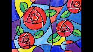 Flower Cubism art | How to draw flowers in cubism style