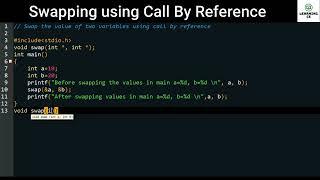 C Program to swap using Call By Reference | Swapping using Call By Reference