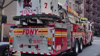 FDNY PULLING UP FAST, Awesome Ladder 7 "MADISON SQUARE EAGLES Returning To Quarters NYC