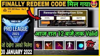 Free Fire Pro League 2021 Winter Redeem Code - ffpl redeem code today - 500k watching redeem code