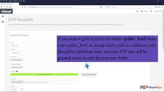 How to create a FTP Account in cPanel with NodePlex