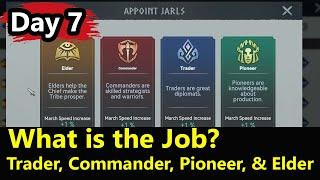 D7:  What is the job of Pioneer, Trader, Commander, and Elder || Viking Rise F2P Gameplay