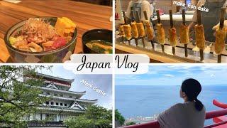 weekend getaway to Atami | make fish cake, yummy seafood, Atami Castle
