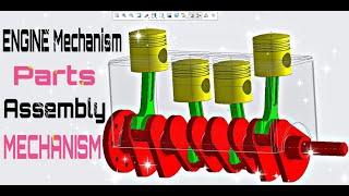 Creating " ENGINE MECHANISM " with- (Parts , Assembly , Mechanism) in creo with Animation