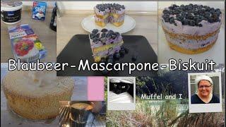 Blaubeer-Mascarpone-Biskuit, leichte und fruchtige Biskuittorte ohne tierische Geliermittel