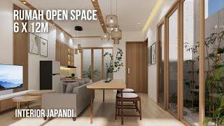 Desain Rumah Minimalis Japandi Konsep Open Space di Lahan 6x12m
