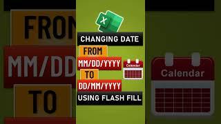 Change Date from mm-dd-yyyy to dd-mm-yyyy using Flash Fill in Excel by Pavan Lalwani shorts #shorts