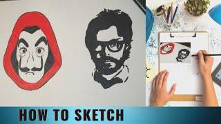 Drawing The Mask of MONEY HEIST | how to draw Money Heist | #shorts #youtubeshorts #shortsvideo