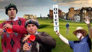 AIRHORN GOLF PRANK IN SCOTLAND! (WE GOT CAUGHT)