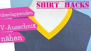 überlappenden V-Ausschnitt nähen | SHIRT HACK | Bündchen an V-Ausschnitt nähen V neck | mommymade