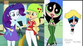 Teen Buttercup, Applejack, Rarity, and Boomer's Belly Button