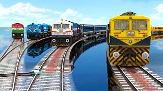 BRANCHED RAILROAD CROSSING OVER WATER | Train In Flood — Train Simulator | Indian Railways 2022