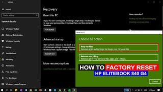 How to FACTORY RESET Windows 10 | HP Elitebook 840 g3, g4 | Keep my files