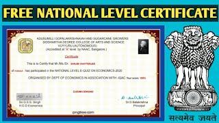 Free National Level Certificate | Free Online Course with Certificate 2020 | Quiz Certificate |