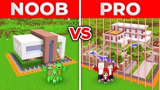 JJ Family & Mikey Family - NOOB vs PRO : Modern Security House Build Challenge In Minecraft!