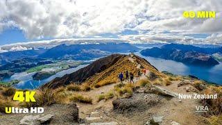 Virtual Run 4K HD with Music - Roys Peak Scenery New Zealand - Virtual Running Video for Treadmill