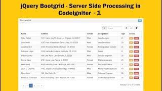 jQuery Bootgrid - Server Side Processing in Codeigniter - 1