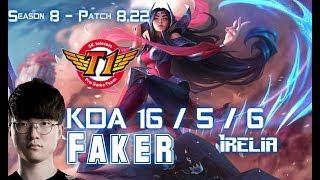 SKT T1 Faker IRELIA vs TALON Mid - Patch 8.22 KR Ranked