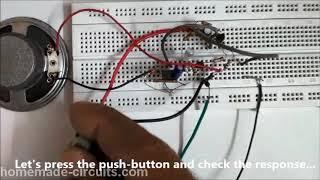 Simple 3V Musical Door Bell Circuit with Delay Push Button