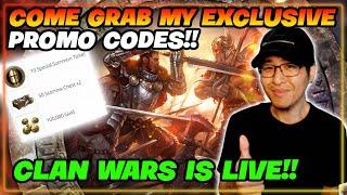 I'VE GOT AWESOME PROMO CODES FOR YOU ALL & CLAN WARS IS LIVE! | King Arthur Legends Rise