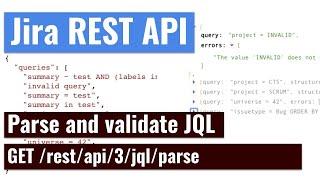 Jira REST API - Parse and validate JQL