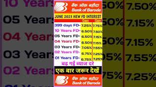 bank of baroda fd new interest rates june 2023,bob interest rate 2023