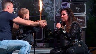 Jenny Berggren from Ace Of Base Celebrates her birthday on stage interview for Hungarian Television