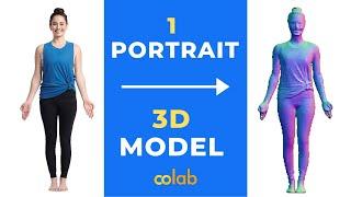 PIFuHD: AI constructs 3D model from single portrait image (google colab)