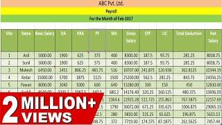 HOW TO CREATE PAYROLL|SALARY SHEET| PAYSLIP IN EXCEL(Hindi)