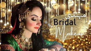 Mehndi bridal makeup| shimmery gold makeup #shimmer #mehndi #bride