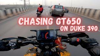 Chasing GT650 on Duke 390 | Problems in Duke 390