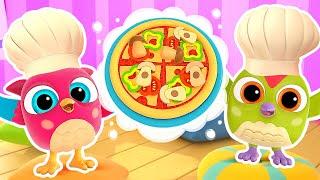 Hop Hop the owl cooks toy pizza! New baby cartoons for kids. Funny stories for babies.