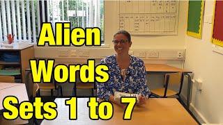 Year 1 Phonics Screening Check Practice - real and alien words Sets 1-7