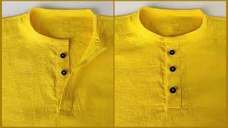 designer piping collar kurta stiching // sew a lower neck kurta // kurta stiching full video //