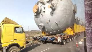 Heavy Equipment transfer by Dahej-Bharuch Road#refinery #rajasthan #heavyequipment #transport