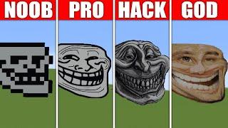 Pixel Art (NOOB vs PRO vs HACKER vs GOD) Troll Face in Minecraft