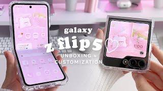 samsung galaxy z flip 5 unboxing + customization ‍️ | cute & aesthetic android theme tutorial 