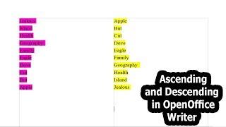 How to Ascending and Descending text Using Sort in OpenOffice Writer