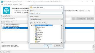 Thunderbird to PST conversion by example of using Thunderbird to Outlook Transfer software