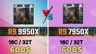 R9 9950X VS I9 14900K VS  R7 9700X VS R9 7950X GAMING+  TEST 9000 Series benchmark 9950x ZEN5