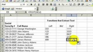 Use Excel's Left, Mid & Right Functions to extract text