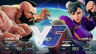 STREET FIGHTER V : Snake Eyez ( Zangief ) VS EG Justin Wong ( Chun-li, Karin ) Battle Lounge Fights